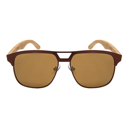SQUARE AVIATOR BAMBOO TEMPLES SUNGLASSES 1210BM-FLKGM
