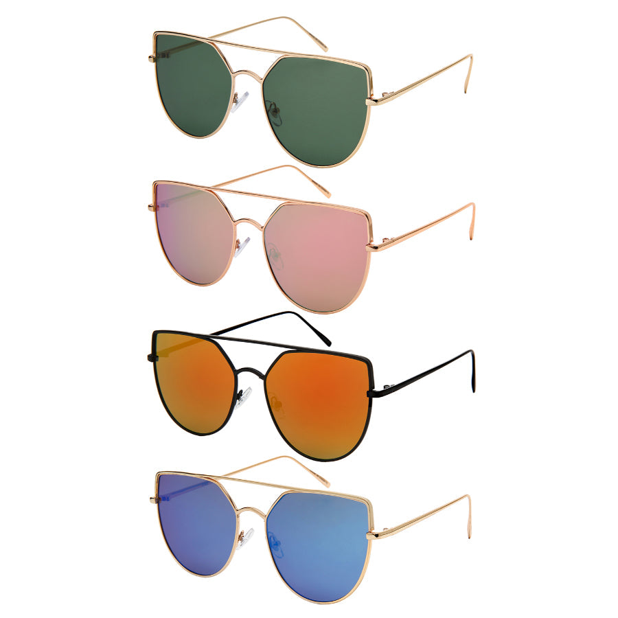 OVERSIZE CATEYE WOMEN METAL SUNGLASSES IN BULK 3149-FLREV
