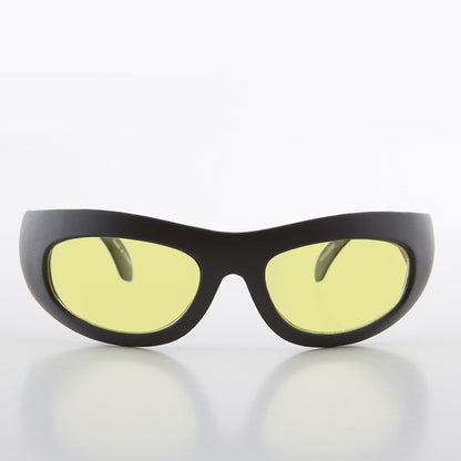 Wrap Around Yellow Lens Biker Sunglasses - Cade