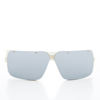 Mirror Lens Wrap Futuristic 80s Sunglasses - Worley